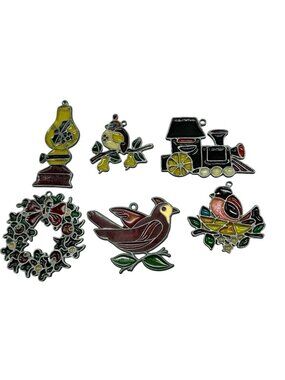 Kurt S. Alder Inc. Set Of 6 Stained Glass Look Metal Christmas Ornaments READ
